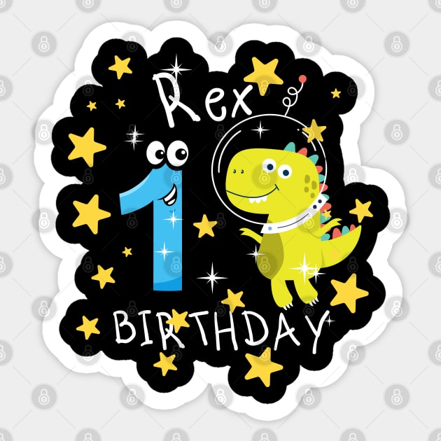 Youth 2 Year Old 2nd Birthday Boy T Rex Dinosaur Astronaut Sticker by Johner_Clerk_Design